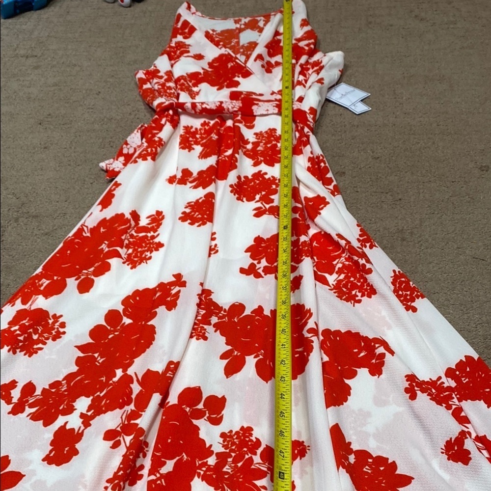 Premier Amour Red/White Sleeveless Size 12 Maxi Dress Summer Fall - Picture 9 of 14